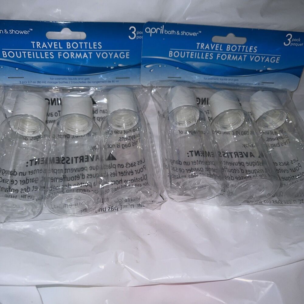 3 OZ Refillable Travel Bottle Click Top Cap Liquids Gels Empty Bottles BULK X 6